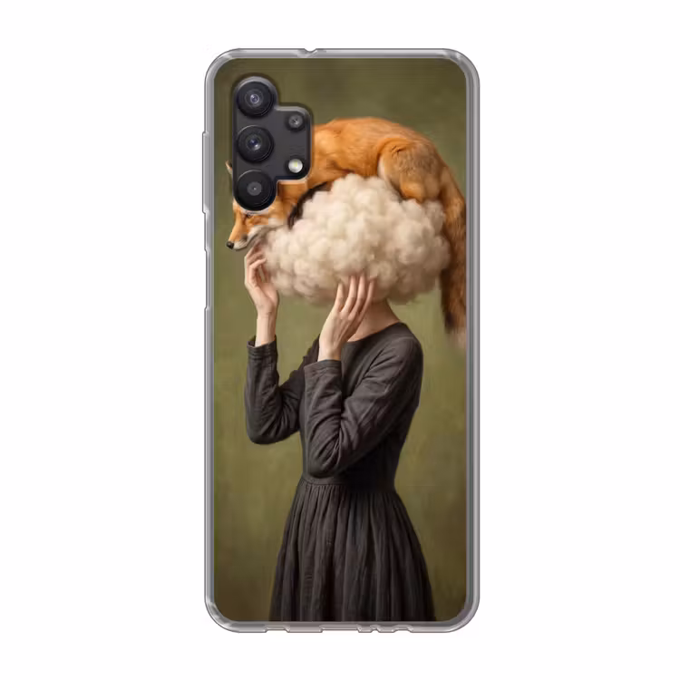 Vos - Surrealistisch - Groen Telefoonhoesje Samsung Galaxy A32 5G klein -3d