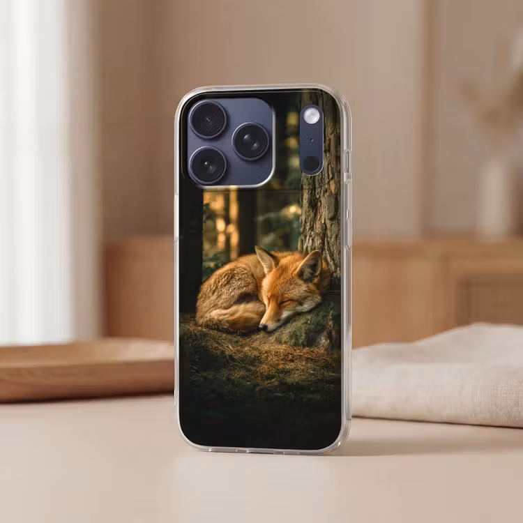 Vos - Bos - Slapen Telefoonhoesje iPhone 17 Pro klein -sfeer2