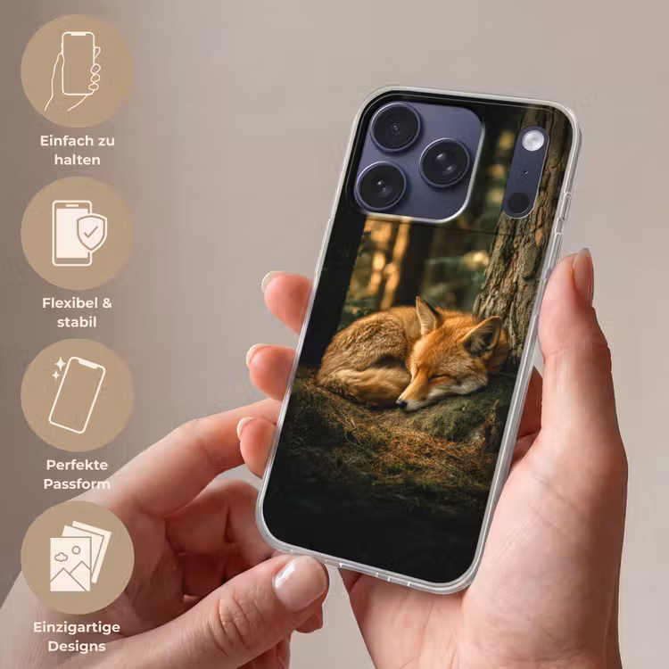 Vos - Bos - Slapen Telefoonhoesje iPhone 17 Pro klein -sfeer3_DE