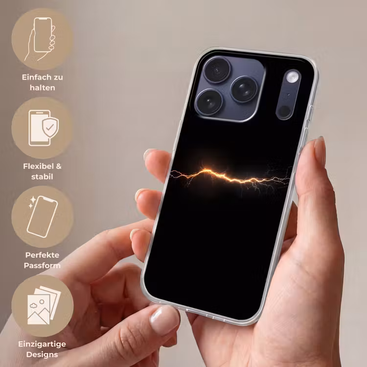 Gaming - Oranje - Bliksemflits - Licht Telefoonhoesje iPhone 17 Pro klein -sfeer3_DE