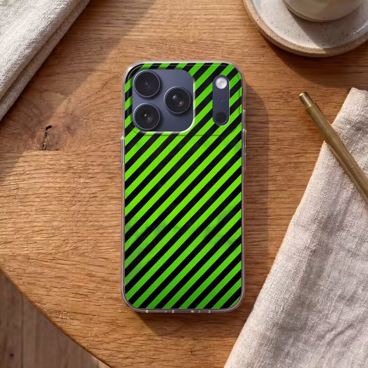Gaming - Strepen - Schuin - Groen Telefoonhoesje iPhone 17 Pro klein -sfeer1