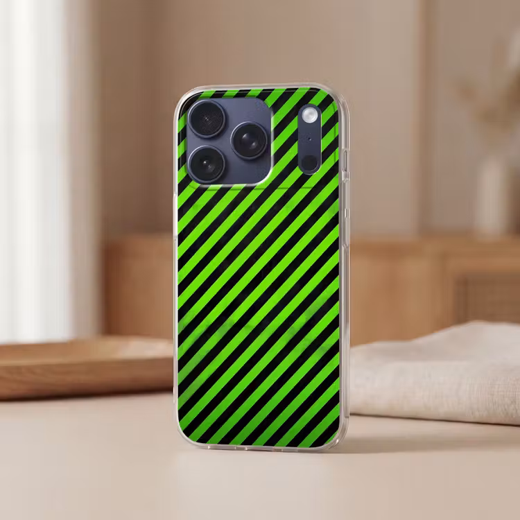 Gaming - Strepen - Schuin - Groen Telefoonhoesje iPhone 17 Pro klein -sfeer2