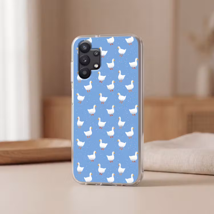Ganzen - Elegant - Blauw Telefoonhoesje Samsung Galaxy A32 5G klein 346 -sfeer2