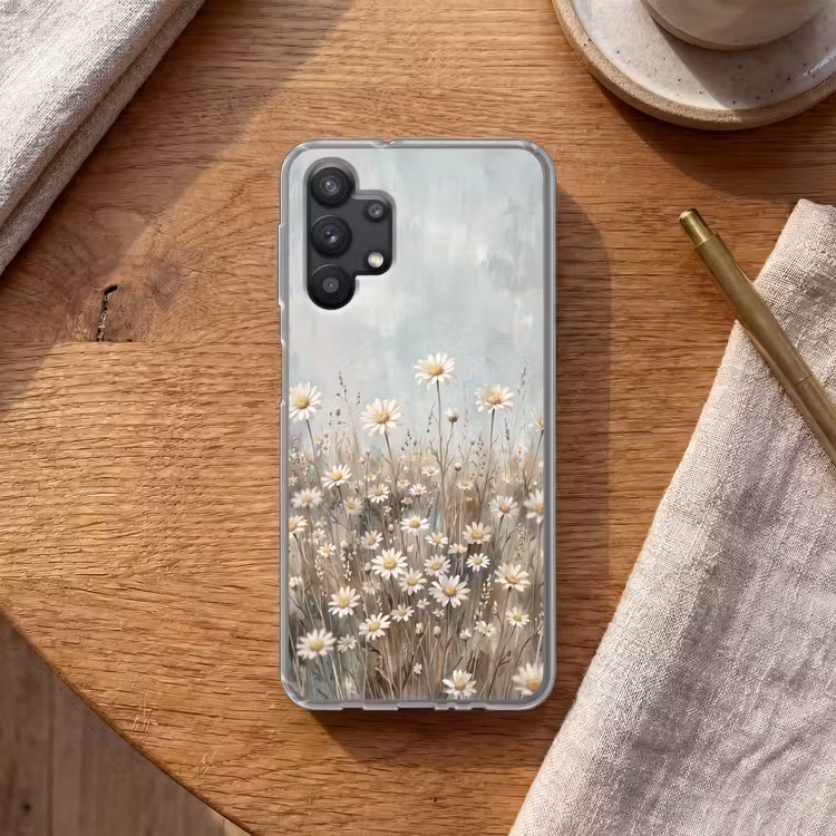 Madelief - Illustratie - Wit Telefoonhoesje Samsung Galaxy A32 5G klein -sfeer1