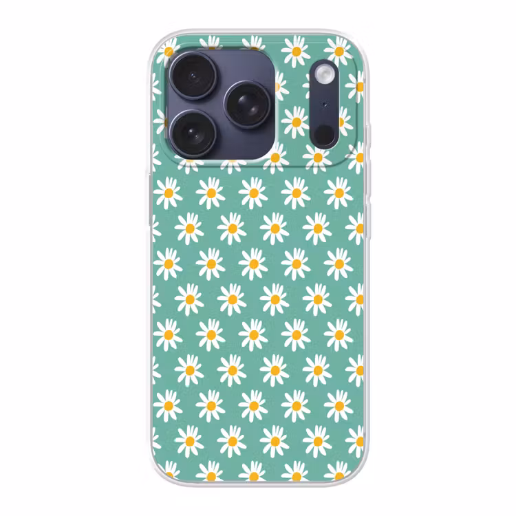 Madeliefjes - Patroon - Groen - Bloemen Telefoonhoesje iPhone 17 Pro klein -3d