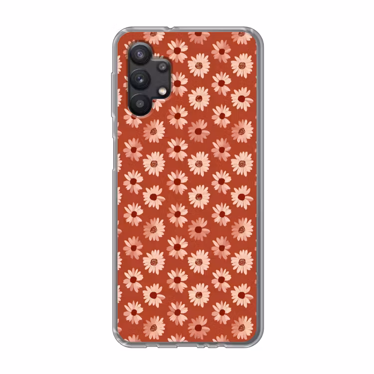 Madelief - Retro - Terracotta Telefoonhoesje Samsung Galaxy A32 5G klein 346 -3d