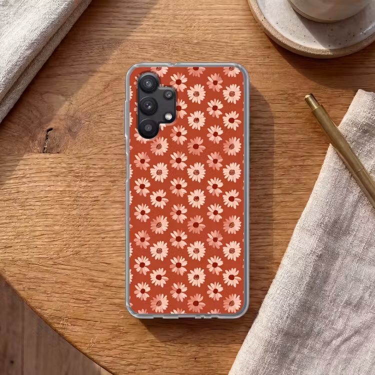 Madelief - Retro - Terracotta Telefoonhoesje Samsung Galaxy A32 5G klein 346 -sfeer1