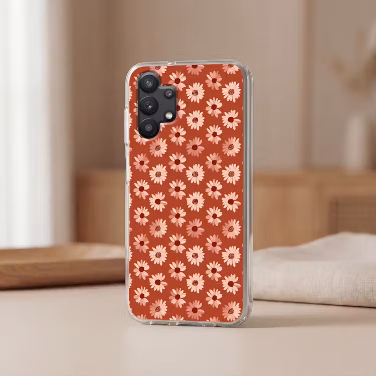 Madelief - Retro - Terracotta Telefoonhoesje Samsung Galaxy A32 5G klein 346 -sfeer2