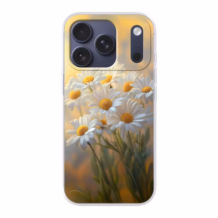 Madeliefjes - Wit - Zonlicht Telefoonhoesje iPhone 17 Pro klein -3d