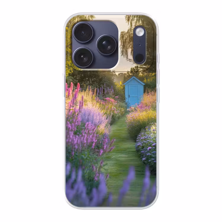 Tuinhuisje - Blauw - Bloemen Telefoonhoesje iPhone 17 Pro klein -3d