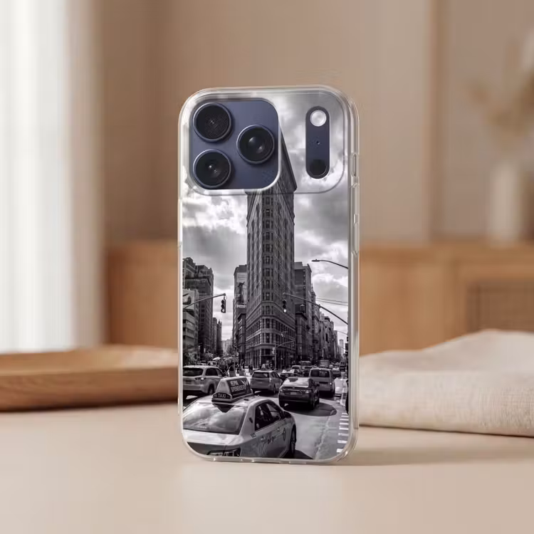 Gebouw - Hoogbouw - Stad - Architectuur - Zwart-wit Telefoonhoesje iPhone 17 Pro klein -sfeer2