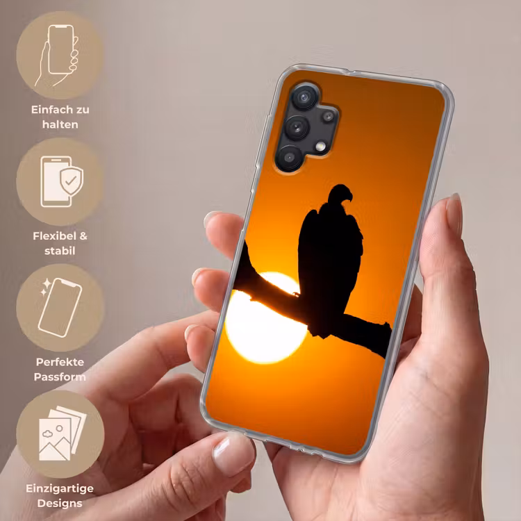 Gier - Tak - Zon - Oranje Telefoonhoesje Samsung Galaxy A32 5G klein -sfeer3_DE