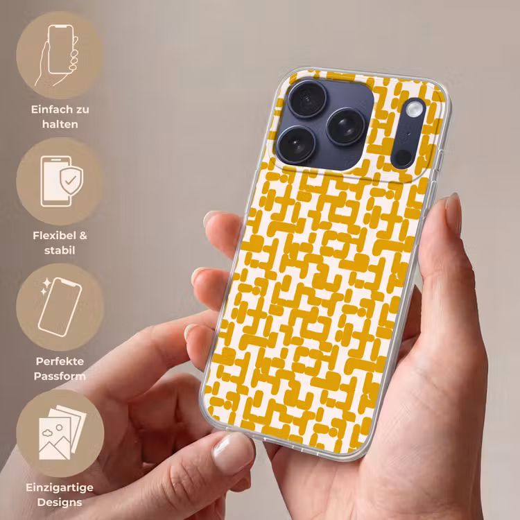 Geel - Beige - Patroon Telefoonhoesje iPhone 17 Pro klein 878 -sfeer3_DE