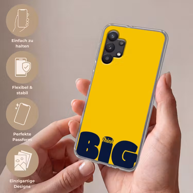 Geel - Think big - Grafisch Telefoonhoesje Samsung Galaxy A32 5G klein -sfeer3_DE