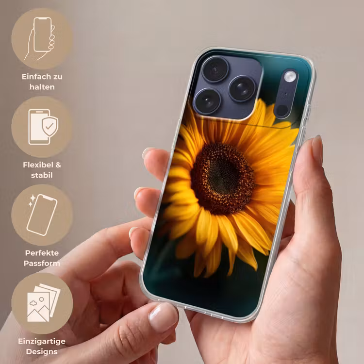 Geel - Zonnebloem - Zomers Telefoonhoesje iPhone 17 Pro klein -sfeer3_DE