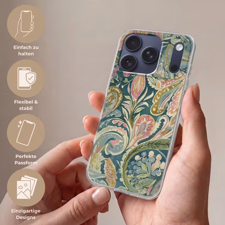 Patroon - Kleurrijk - Sierlijk - Groen Telefoonhoesje iPhone 17 Pro klein -sfeer3_DE