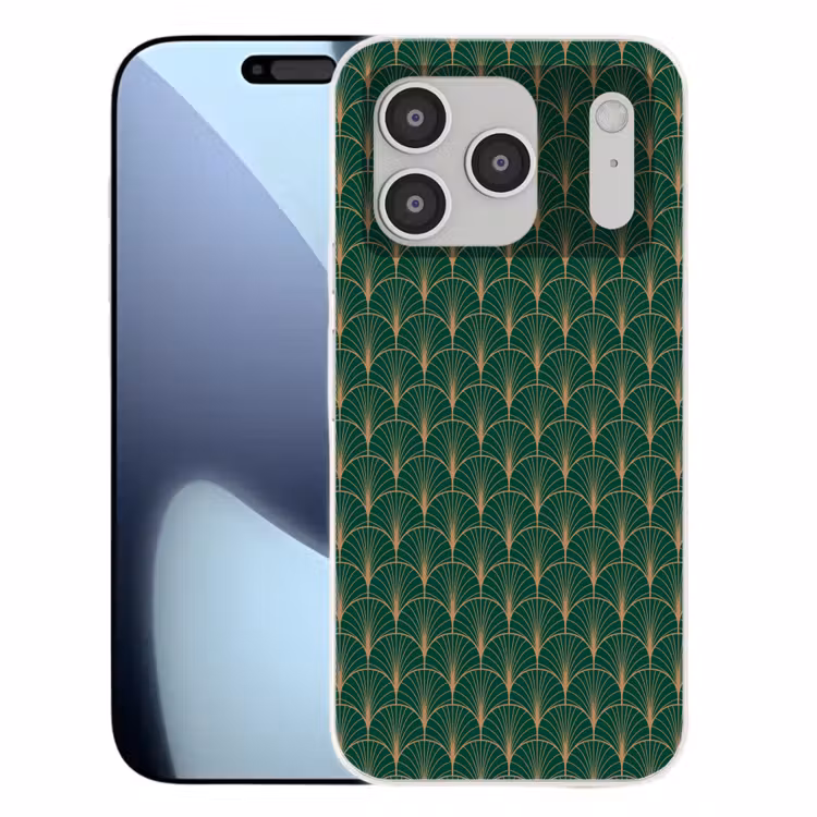 Patroon - Groen - Goud - Symmetrisch Telefoonhoesje iPhone 17 Pro klein 878 -3d