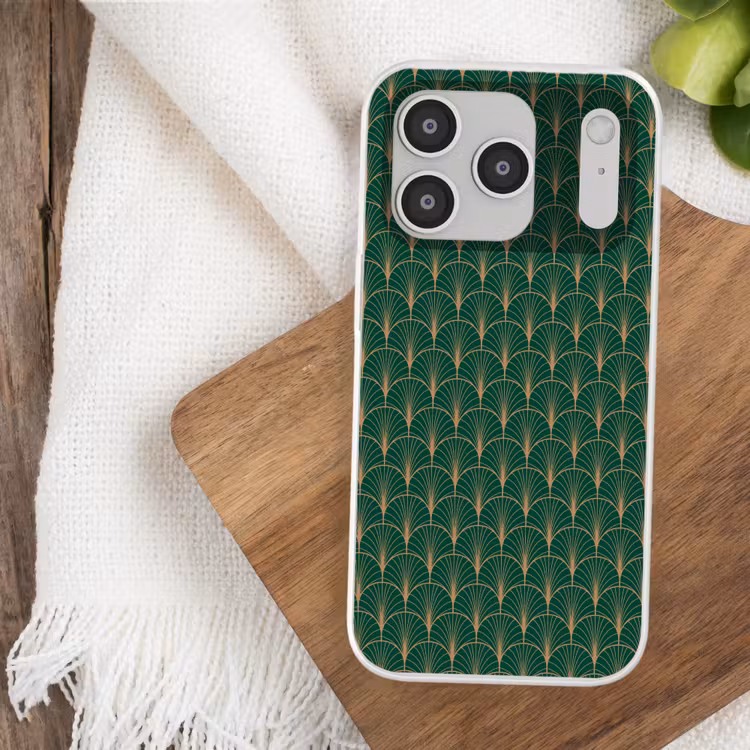 Patroon - Groen - Goud - Symmetrisch Telefoonhoesje iPhone 17 Pro klein 878 -sfeer1