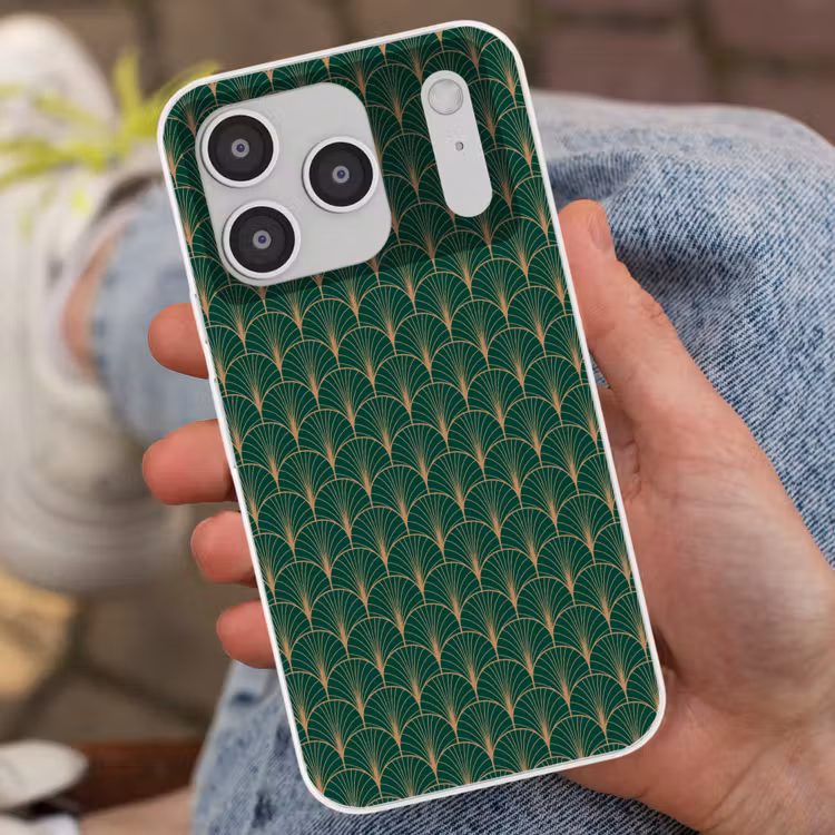 Patroon - Groen - Goud - Symmetrisch Telefoonhoesje iPhone 17 Pro klein 878 -sfeer2