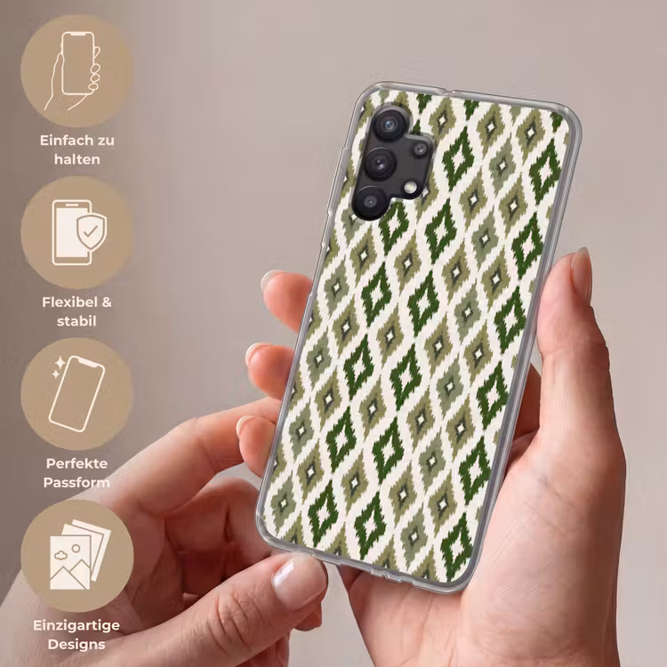 Geografisch - Ruitmotief - Groen Telefoonhoesje Samsung Galaxy A32 5G klein 346 -sfeer3_DE