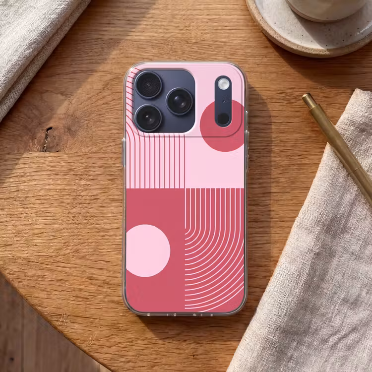 Geometrie - Patroon - Abstract - Roze - Modern Telefoonhoesje iPhone 17 Pro klein -sfeer1