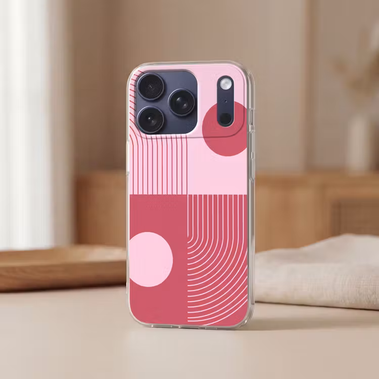 Geometrie - Patroon - Abstract - Roze - Modern Telefoonhoesje iPhone 17 Pro klein -sfeer2
