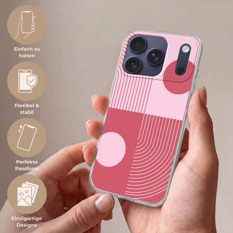 Geometrie - Patroon - Abstract - Roze - Modern Telefoonhoesje iPhone 17 Pro klein -sfeer3_DE