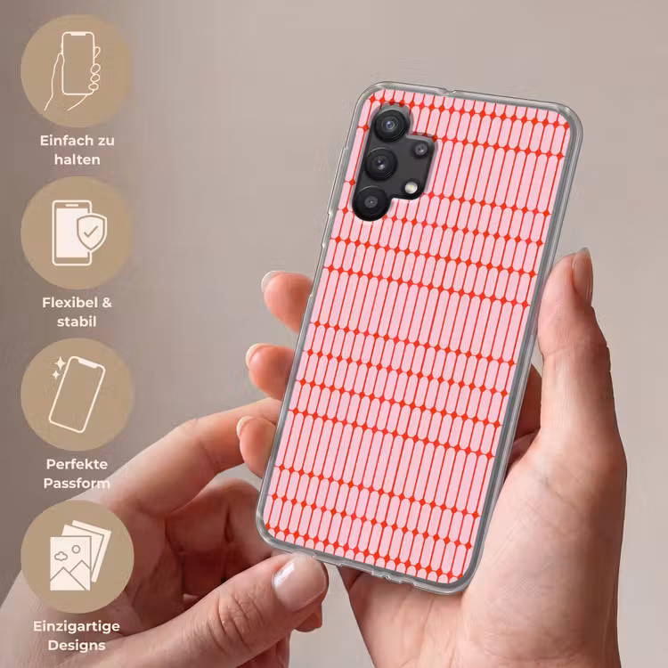 Geometrisch - Minimalistisch - Rood - Roze Telefoonhoesje Samsung Galaxy A32 5G klein 346 -sfeer3_DE