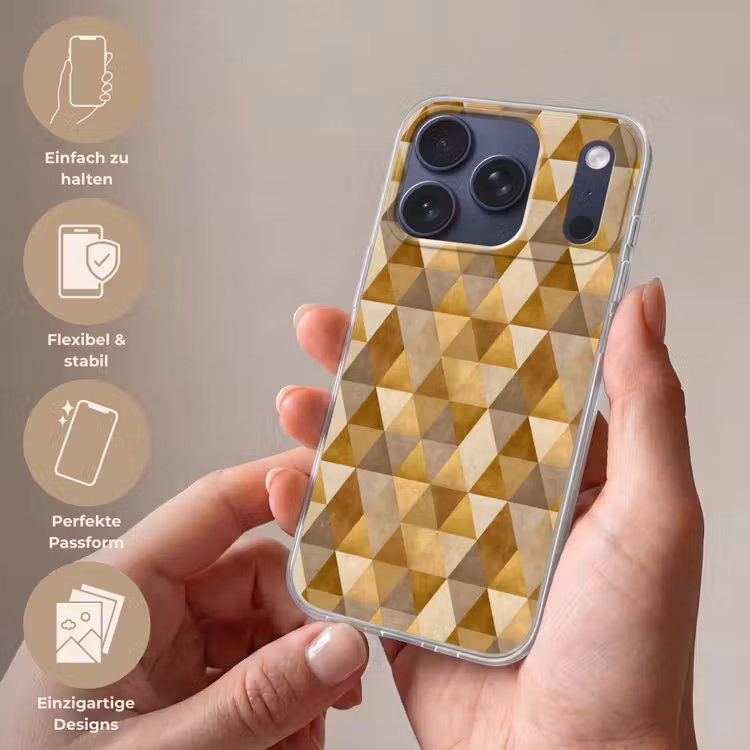 Geometrisch - Driehoek - Goud Telefoonhoesje iPhone 17 Pro klein 878 -sfeer3_DE