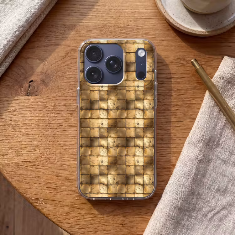 Geometrisch - Tegels - Goud Telefoonhoesje iPhone 17 Pro klein 878 -sfeer1