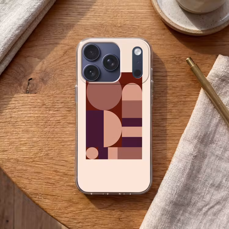 Geometrisch - Cirkels - Rood Telefoonhoesje iPhone 17 Pro klein -sfeer1