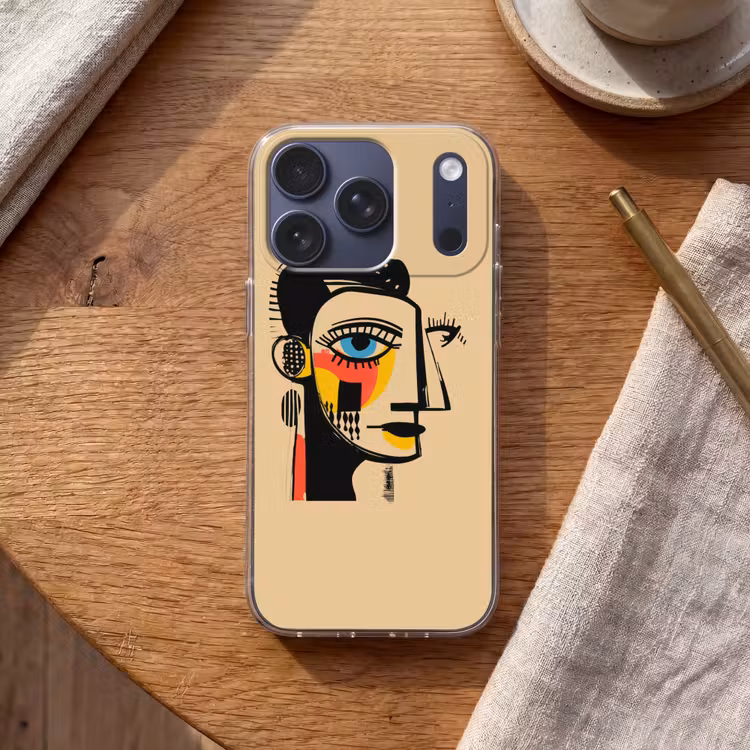 Geometrisch - Felle kleuren - Kubistische stijl Telefoonhoesje iPhone 17 Pro klein -sfeer1