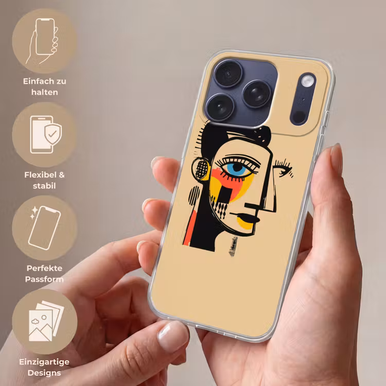 Geometrisch - Felle kleuren - Kubistische stijl Telefoonhoesje iPhone 17 Pro klein -sfeer3_DE