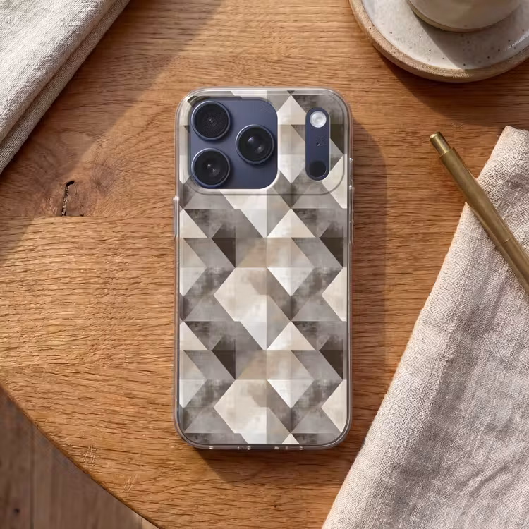 Geometrisch - Motief - Aardetinten Telefoonhoesje iPhone 17 Pro klein 878 -sfeer1