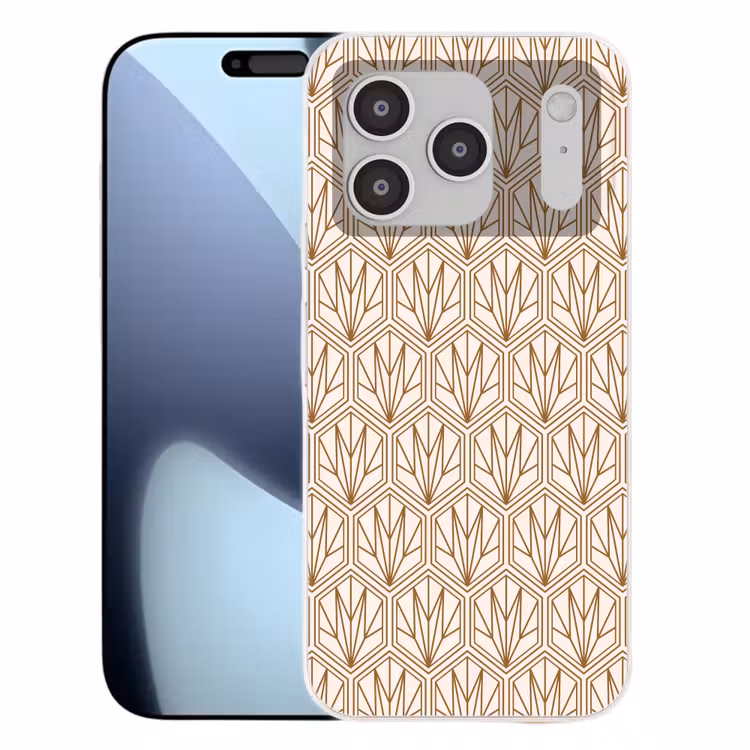 Geometrisch - Patroon - Beige Telefoonhoesje iPhone 17 Pro klein 878 -3d