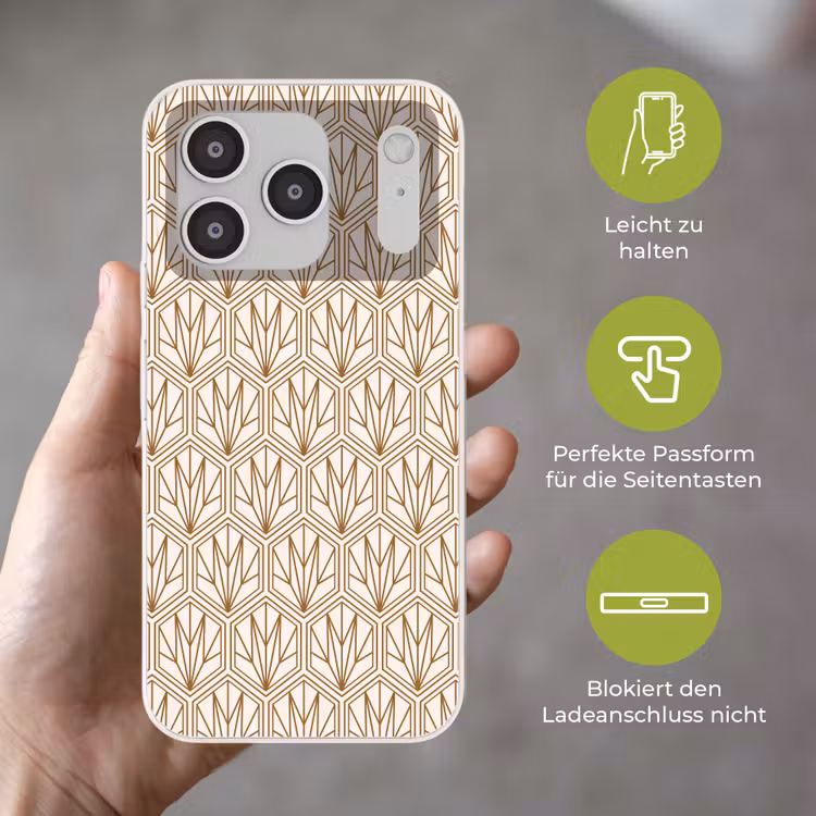 Geometrisch - Patroon - Beige Telefoonhoesje iPhone 17 Pro klein 878 -sfeer3_DE