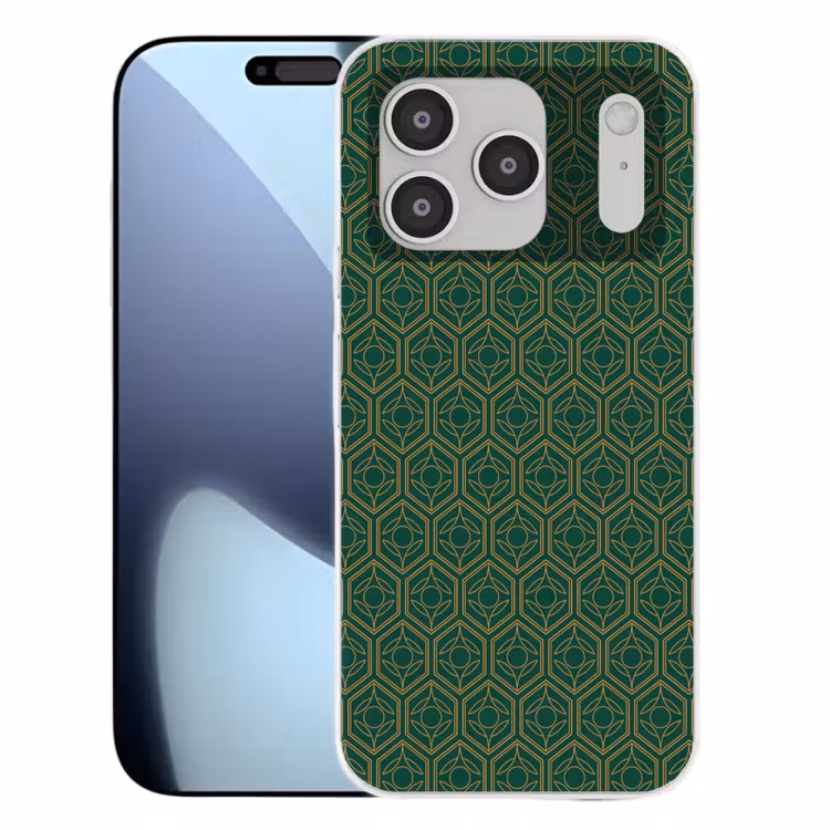 Geometrisch - Patroon - Groen Telefoonhoesje iPhone 17 Pro klein 878 -3d