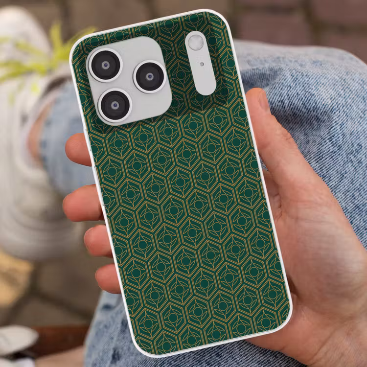 Geometrisch - Patroon - Groen Telefoonhoesje iPhone 17 Pro klein 878 -sfeer2