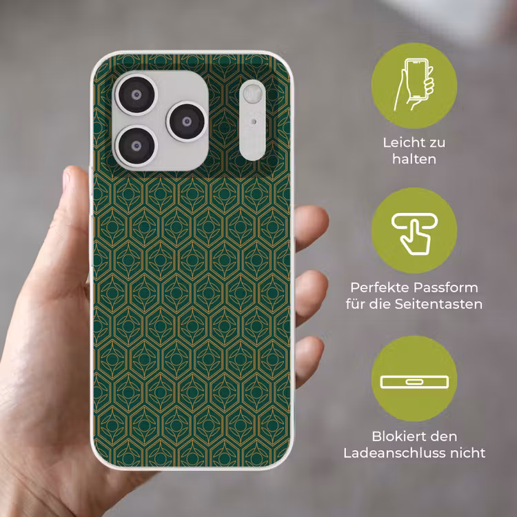 Geometrisch - Patroon - Groen Telefoonhoesje iPhone 17 Pro klein 878 -sfeer3_DE