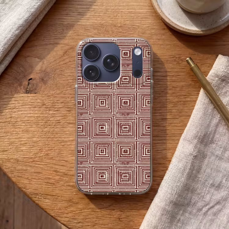 Geometrisch - Patroon - Rood Telefoonhoesje iPhone 17 Pro klein 878 -sfeer1