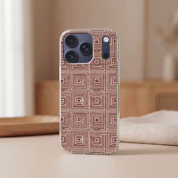 Geometrisch - Patroon - Rood Telefoonhoesje iPhone 17 Pro klein 878 -sfeer2