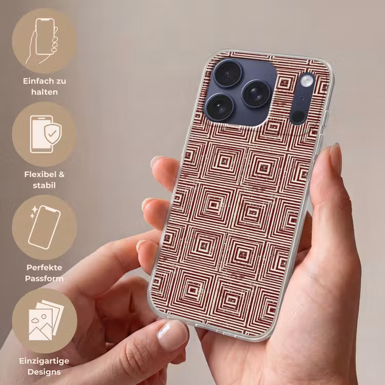 Geometrisch - Patroon - Rood Telefoonhoesje iPhone 17 Pro klein 878 -sfeer3_DE