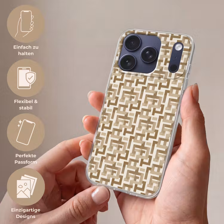 Geometrisch - Retro - Bruin Telefoonhoesje iPhone 17 Pro klein 878 -sfeer3_DE