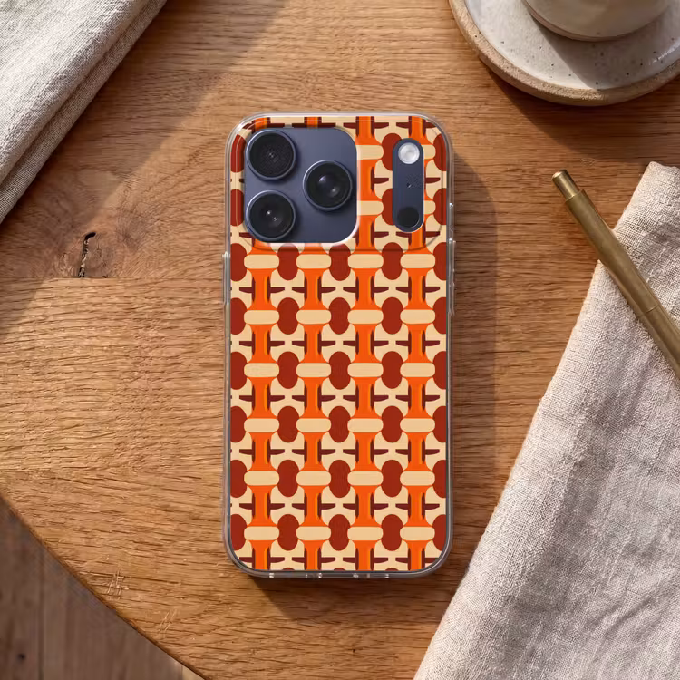 Geometrisch - Retro - Oranje Telefoonhoesje iPhone 17 Pro klein 878 -sfeer1