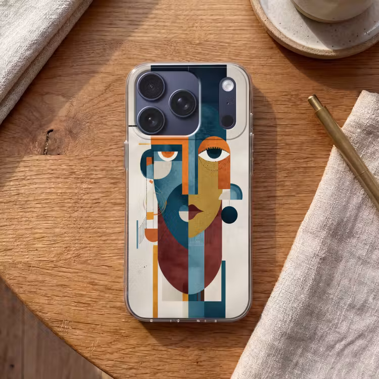 Geometrisch - Strakke vormen - Kleurrijk Telefoonhoesje iPhone 17 Pro klein -sfeer1