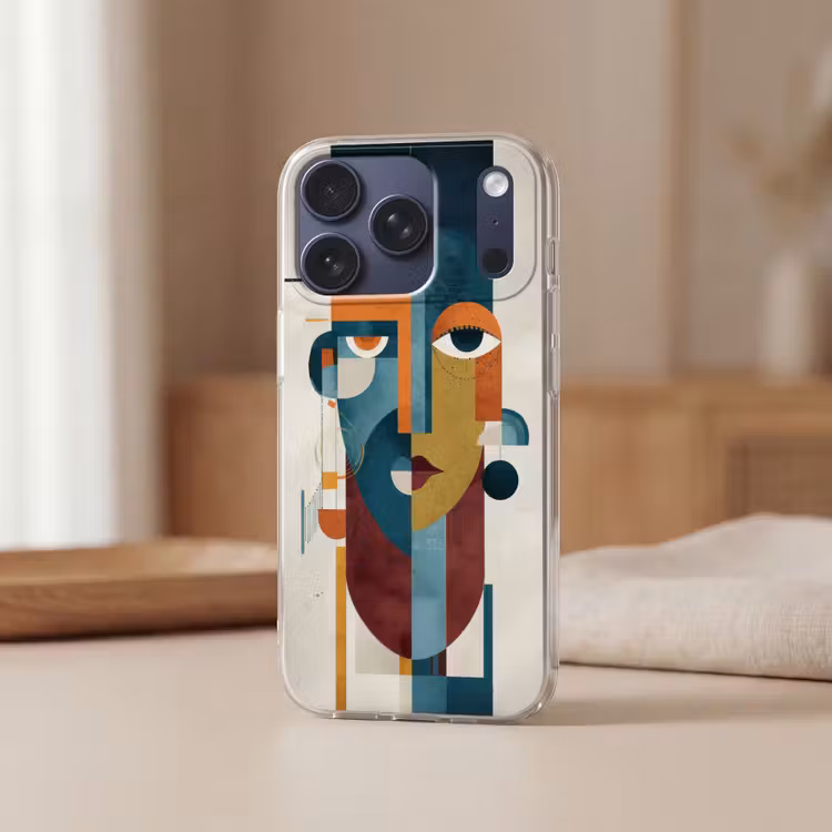 Geometrisch - Strakke vormen - Kleurrijk Telefoonhoesje iPhone 17 Pro klein -sfeer2