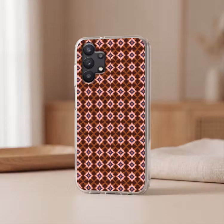 Geometrisch - Sierlijk - Bruin Telefoonhoesje Samsung Galaxy A32 5G klein 346 -sfeer2