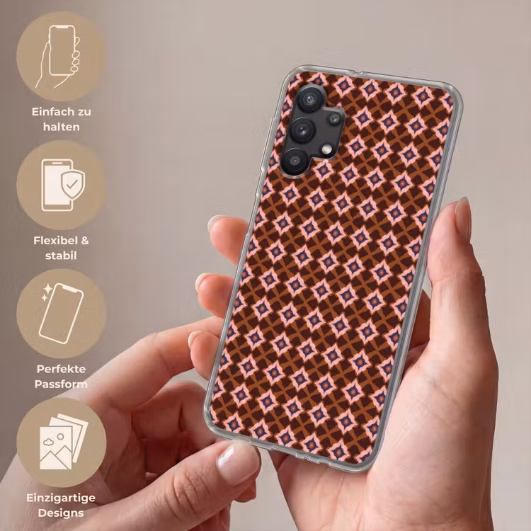 Geometrisch - Sierlijk - Bruin Telefoonhoesje Samsung Galaxy A32 5G klein 346 -sfeer3_DE