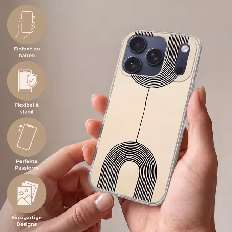 Geometrische bogen - Minimalistisch - Symmetrisch Telefoonhoesje iPhone 17 Pro klein -sfeer3_DE