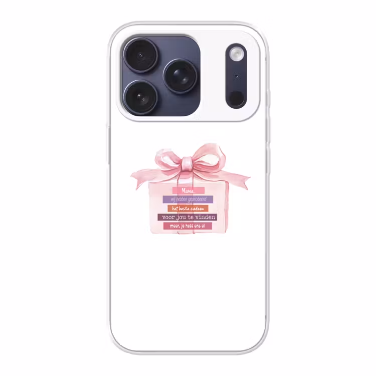 Cadeau - Strik - Tekst - Roze Telefoonhoesje iPhone 17 Pro klein -3d